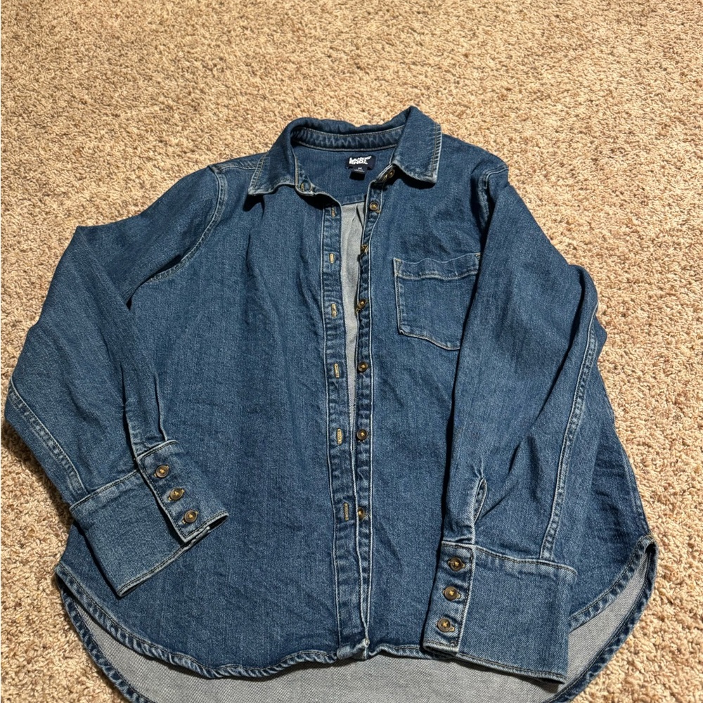 Lands' End Blue Denim Button Down Shirt